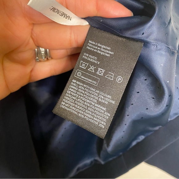 H&M Navy Blue Two Button Blazer Sport Coat Size 14+ Youth - Picture 6 of 7